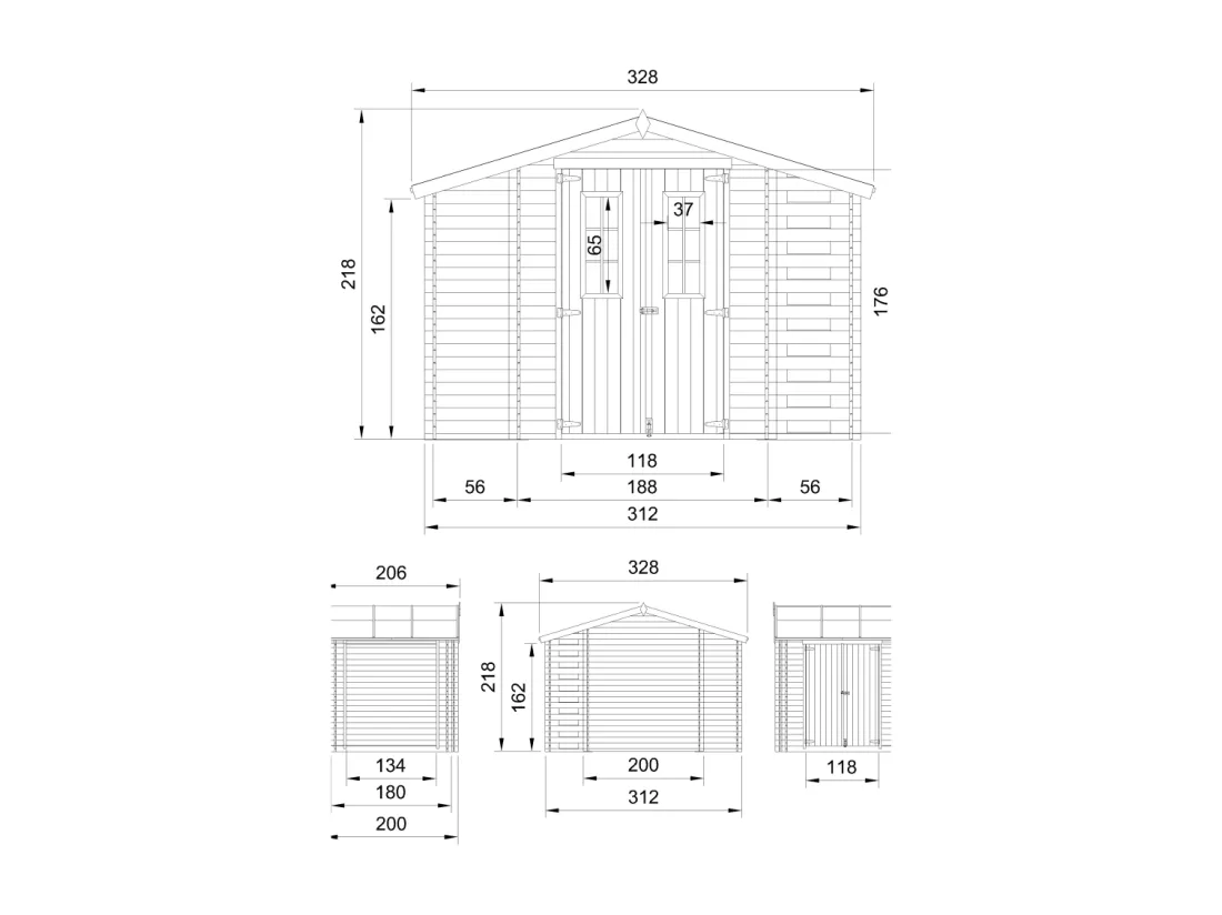 Abri de jardin en bois et range bûches extérieur - 3,53 + 0,97+0,97 m2 - TIMBELA M389C