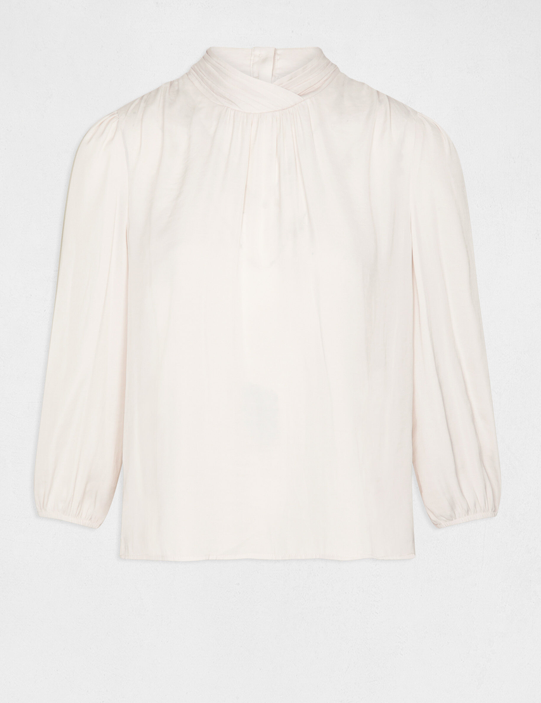 Blouse manches 3/4 satinée ecru moyen femme - ecru_moyen