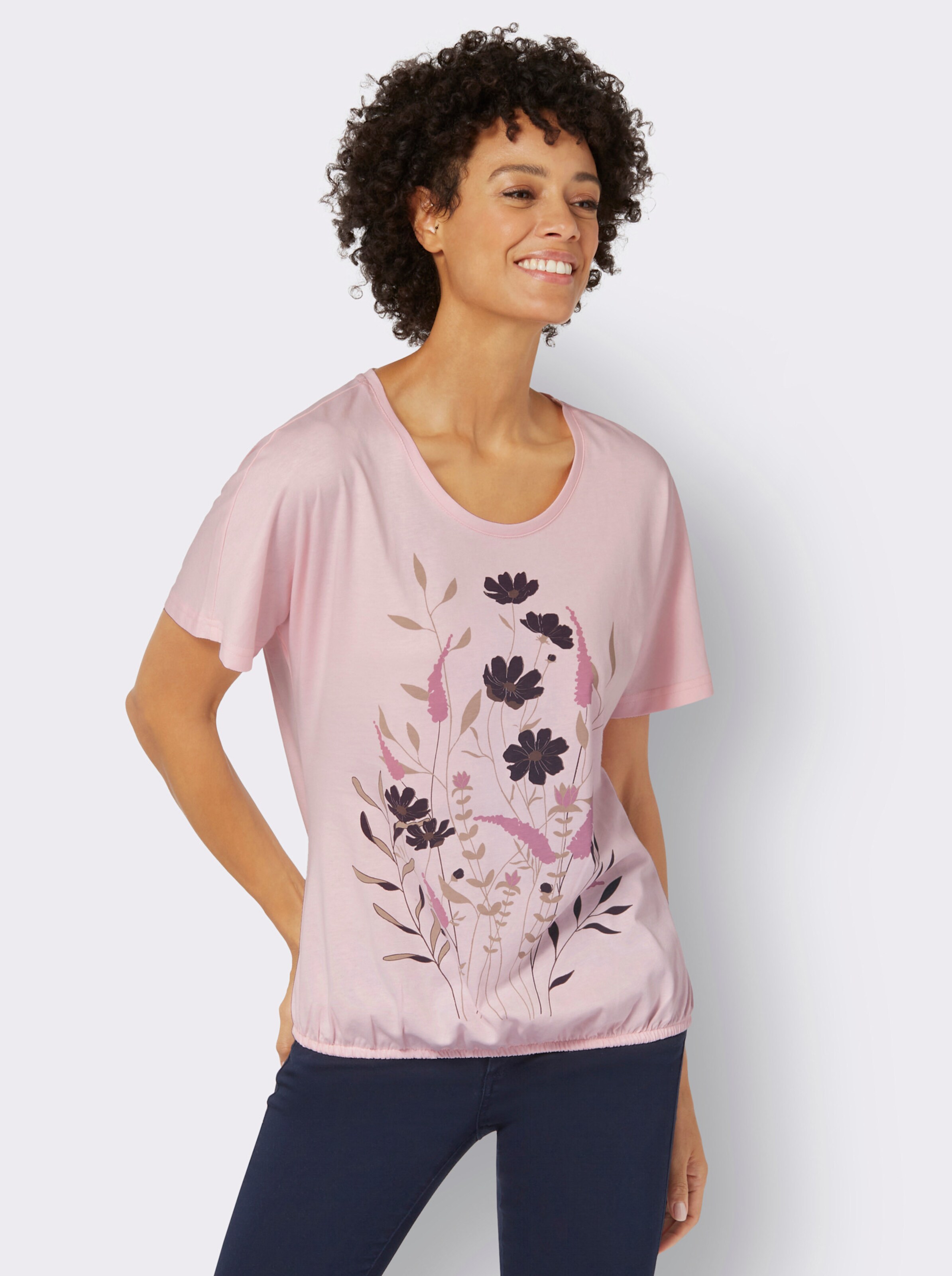 T-Shirt mit Blumen-Druck im Vorderteil