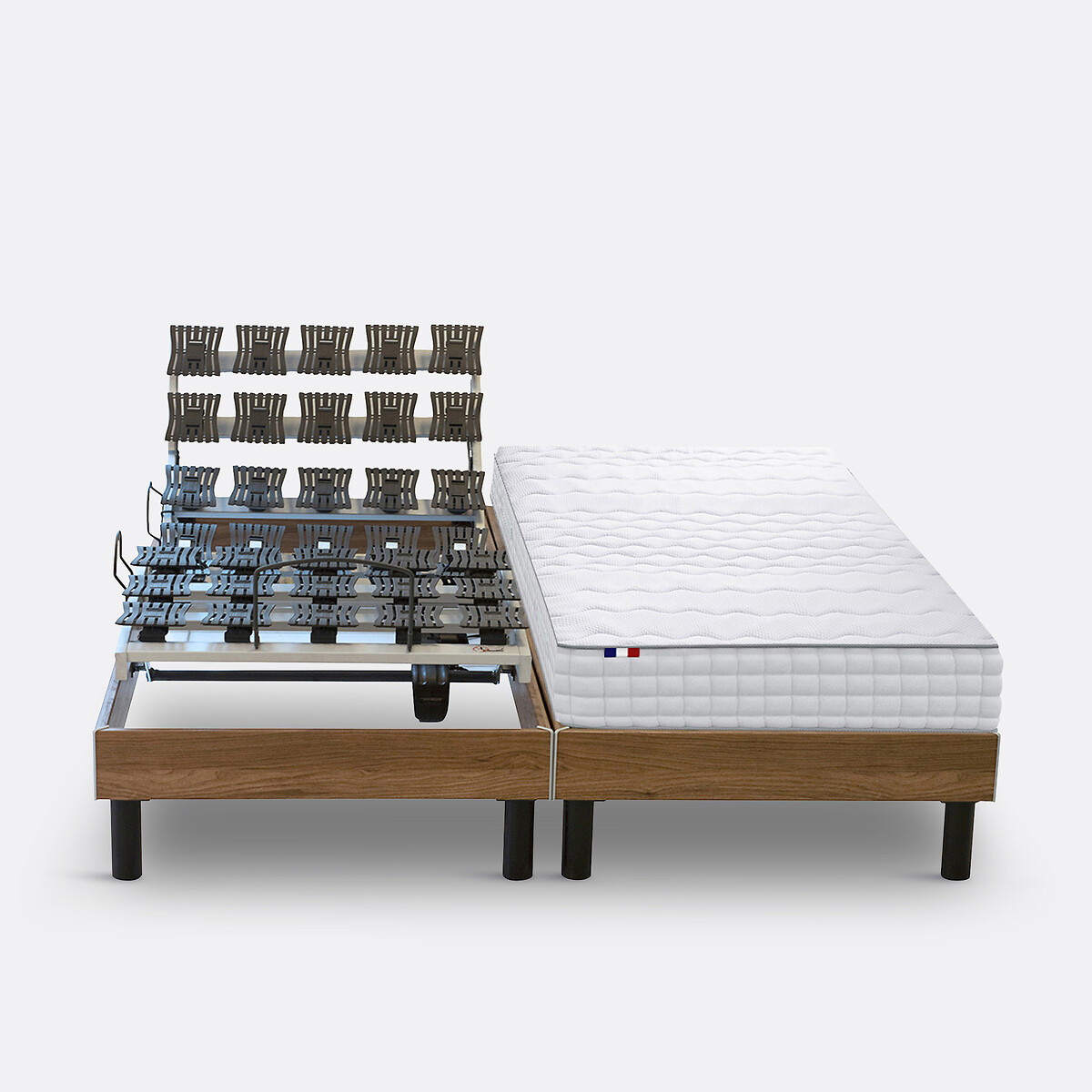 LA REDOUTE INTERIEURS<br>Cama elétrica premium com tachas imitando madeira