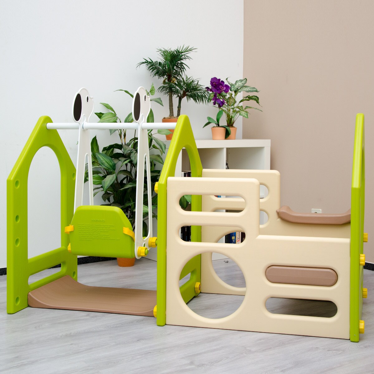 Kinder Spielplatz ab 1 Jahr 155x135 Garten Spielturm - Baby Rutsche mit Schaukel