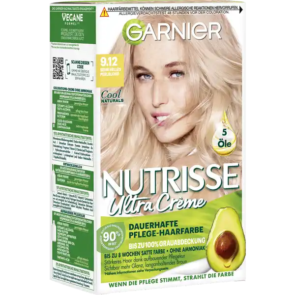 Ultra Crème Dauerhafte Pflege-Haarfarbe 9.12 Sehr Helles Perlblond
