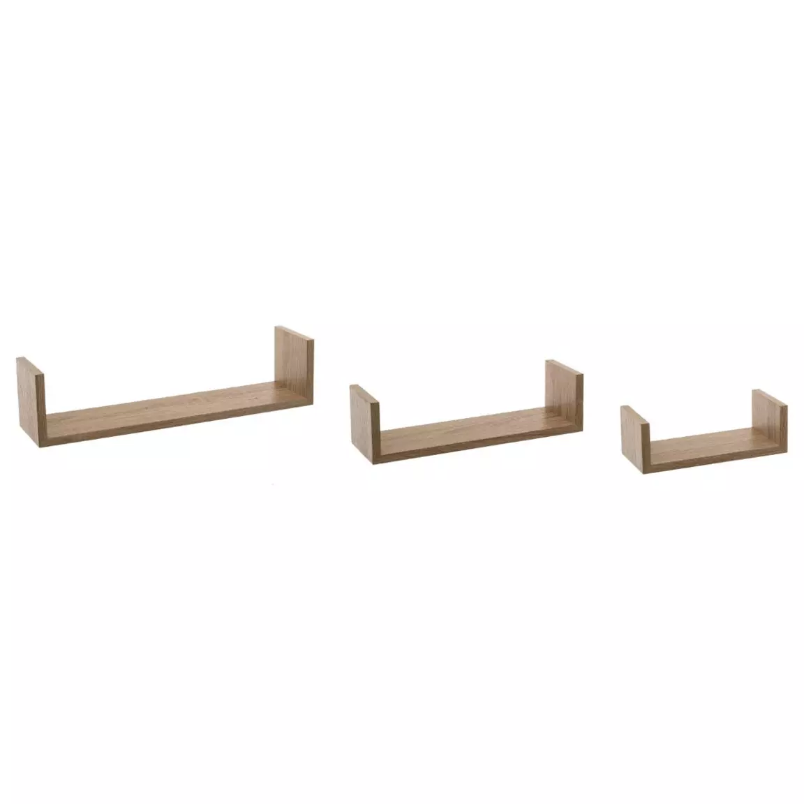 Lot de 3 étagères murales en bois (L22-32-42 cm) Bord Naturel