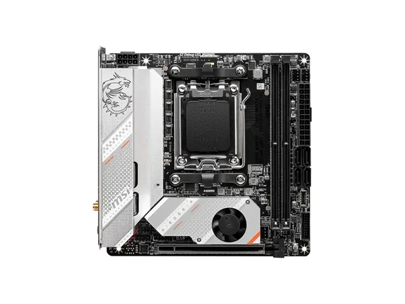 MSI MPG B650I EDGE WIFI - Bundkort - mini ITX - Socket AM5 - AMD B650 Chipset - USB 3.2 Gen 2, USB-C 3.2 Gen2, USB 3.2 Gen 1, USB-C 3.2 Gen 2x2 - 2.5 Gigabit LAN, Wi-Fi 6, Bluetooth - onboard grafik (CPU påkrævet) - HD Audio (8-kanaler)