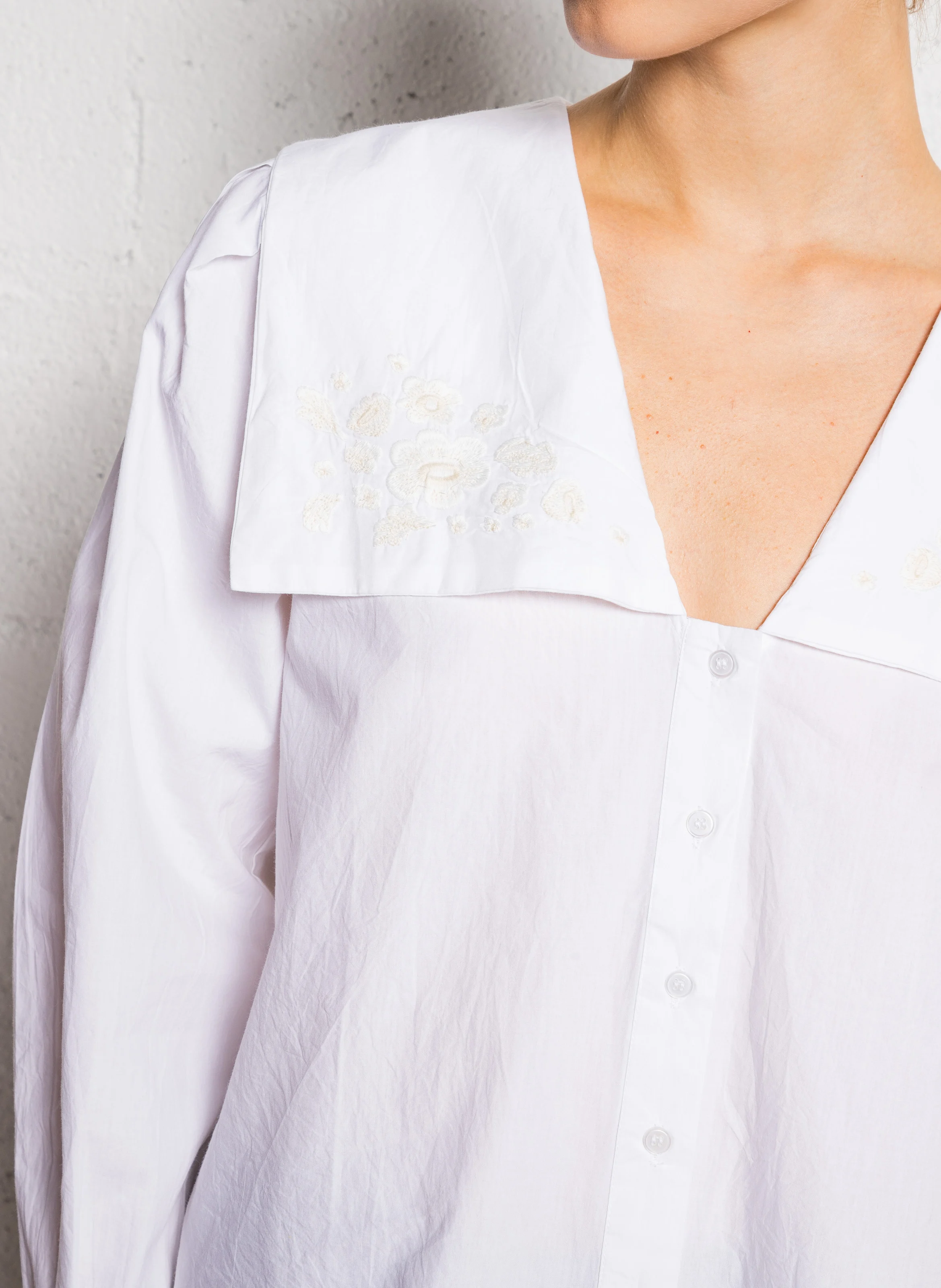 Chemise brodée en coton | Blanc