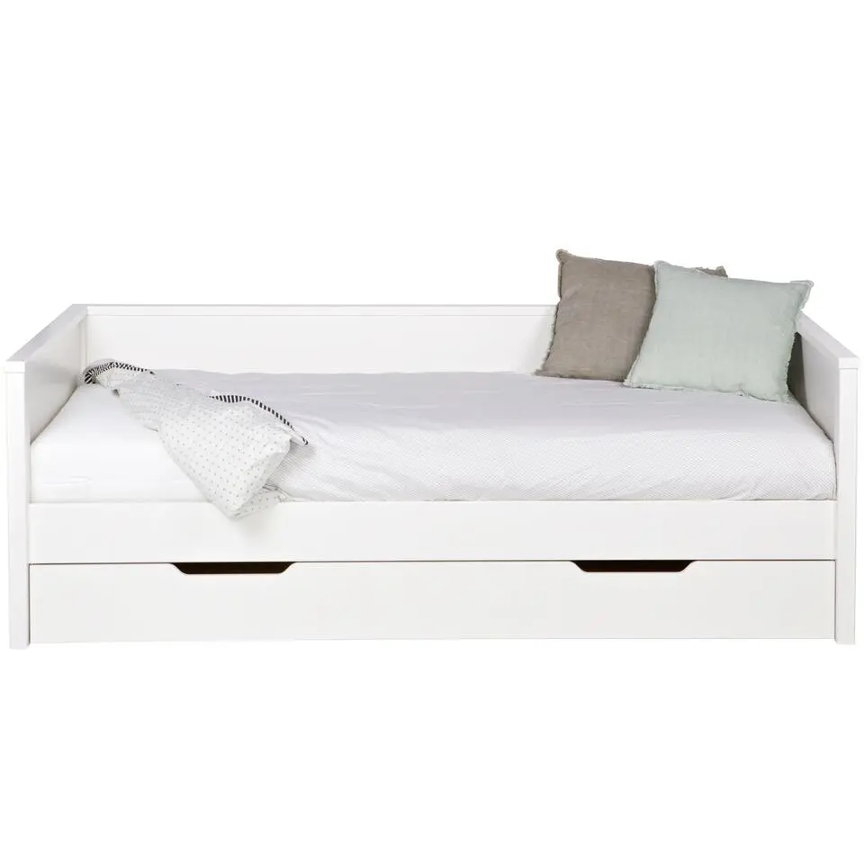 WOOOD Nikki Bedbank Incl Bedlade/Lattenrol - Grenen - Wit - 73x208x100