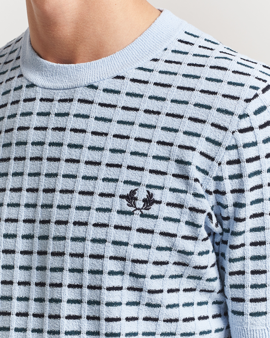 Fred Perry Bouclé Ribbed Knitted T-Shirt Light Smoke