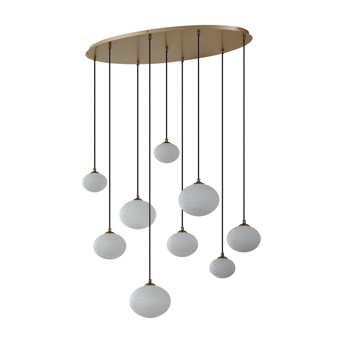 Art Deco hanglamp goud met opaal glas 9-lichts - Yani