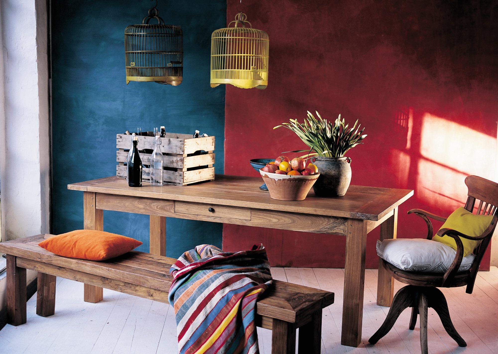 Esstisch aus recyceltem Teak mit Schublade, natur, L 140 cm, B 80 cm, H 79 cm von fischer's lagerhaus