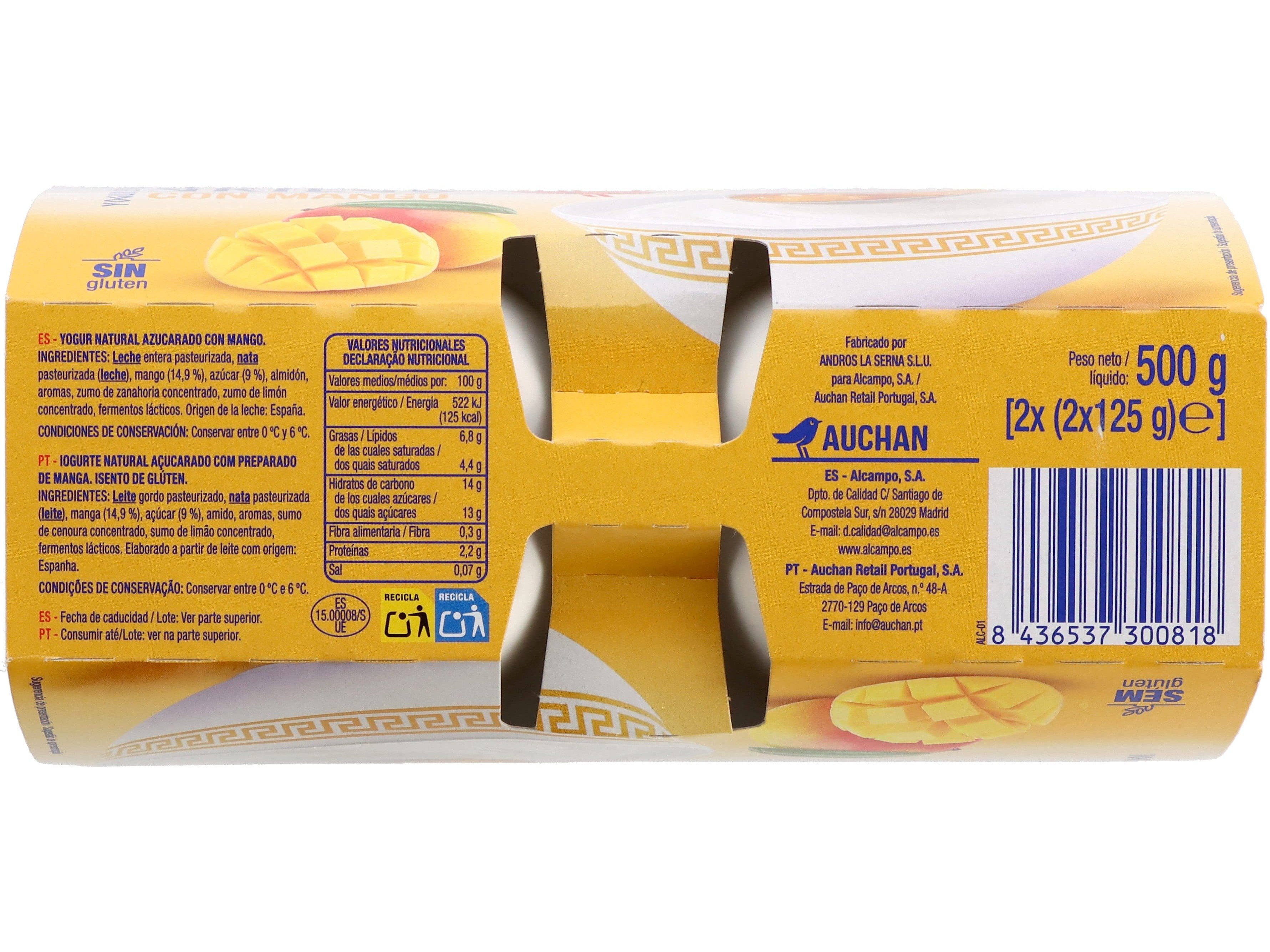 IOGURTE GREGO AUCHAN MANGA 4X125G