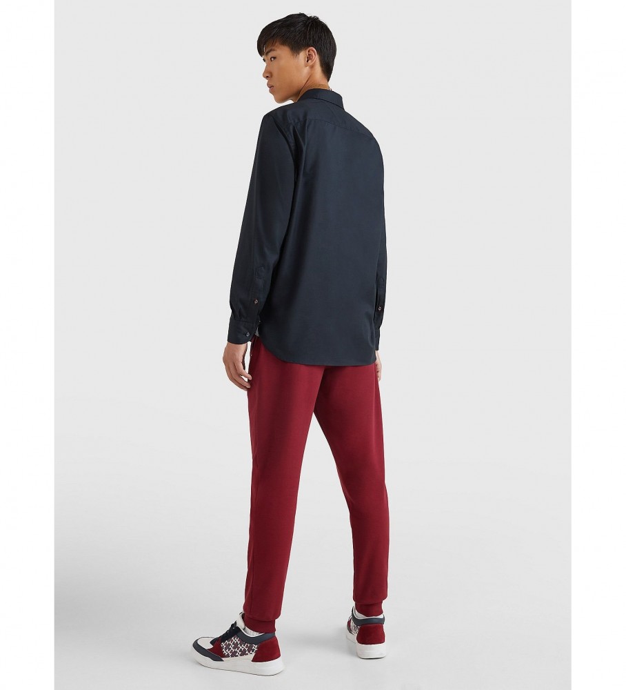 Camisa Tommy Hilfiger TH Flex preta em popeline de algodão.