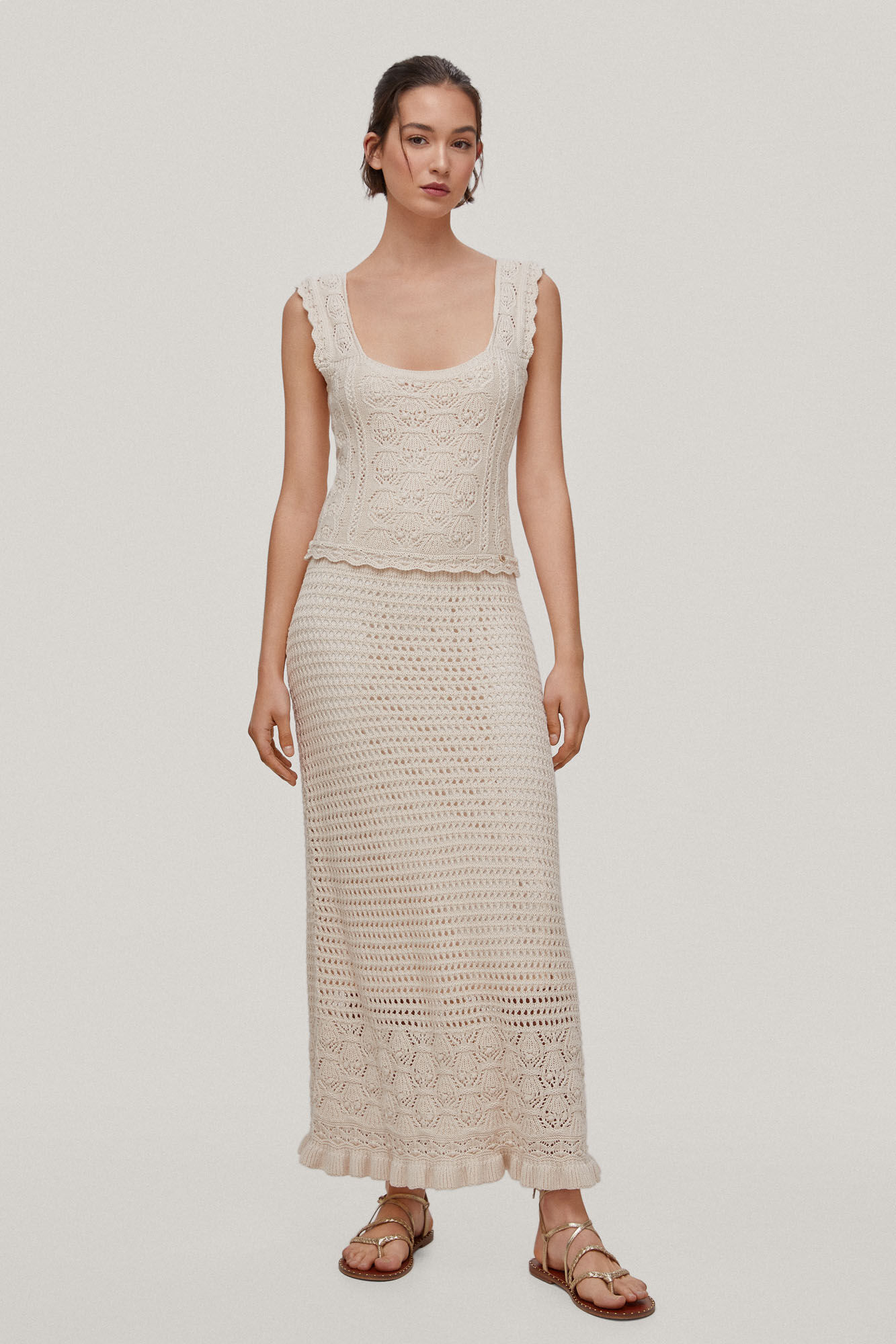 Vestido de malha elegante - Bege