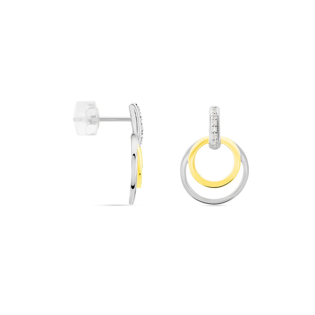 Boucles D'oreilles Pendantes Or Bicolore Eloisia Diamants