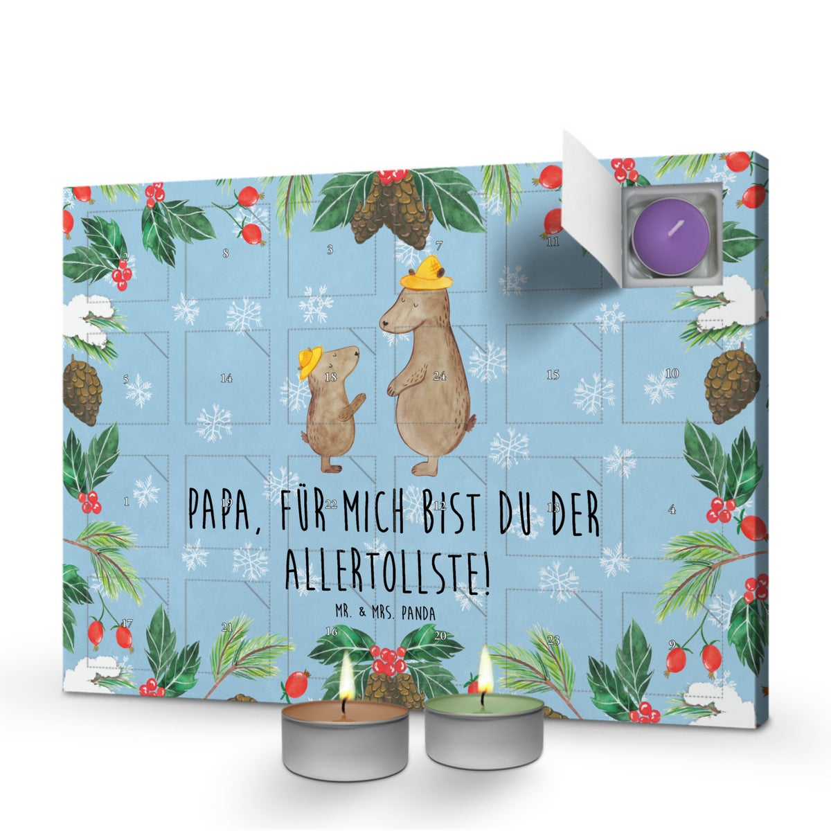 Mr. & Mrs. Panda Geurkaars Adventskalender Beren met Hoeden - Pastelblauw