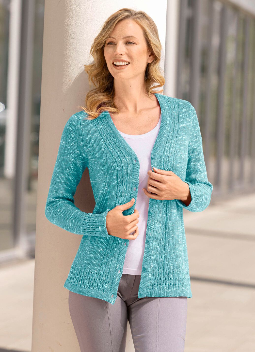 Strickjacke aus Melangegarn