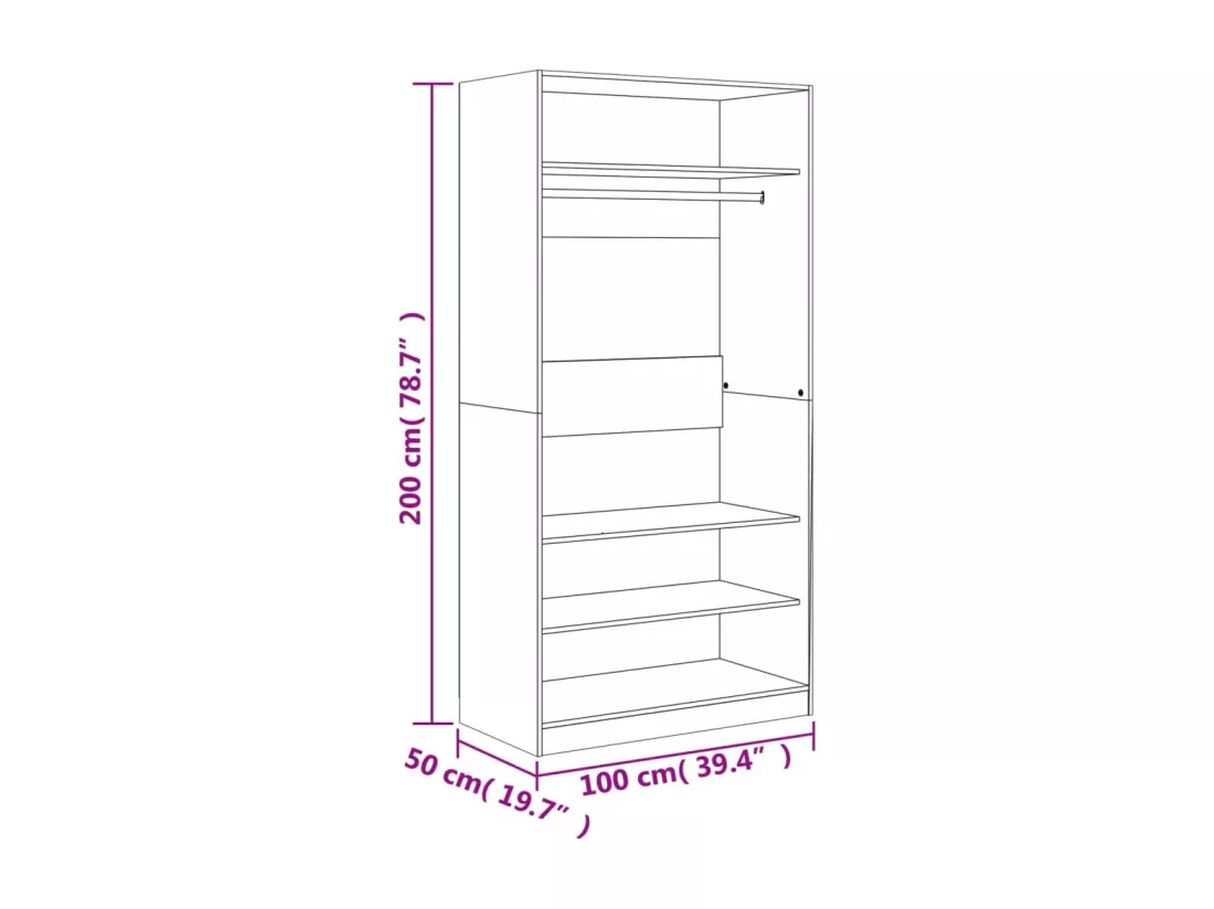 Garde-robe sonoma gris 100x50x200 cm bois d'ingénierie
