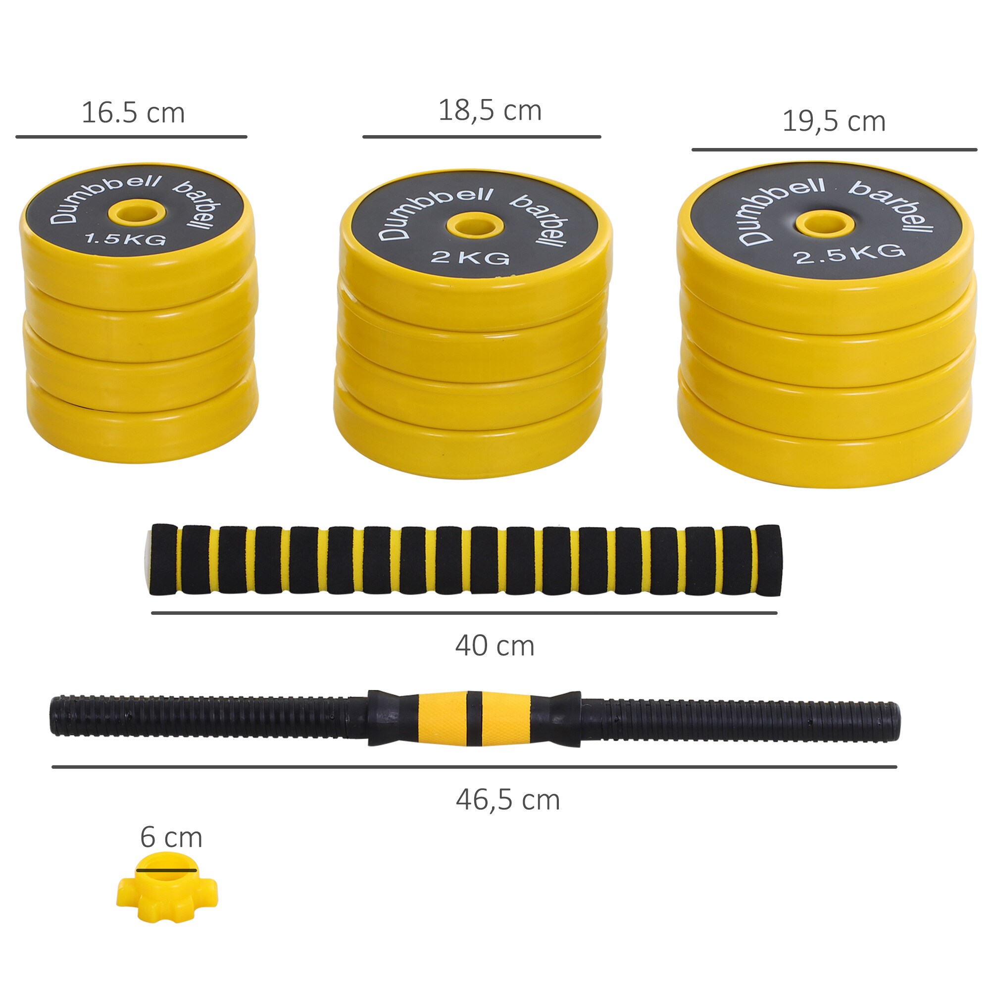 HOMCOM 2-in-1 Hantelset gelb, schwarz