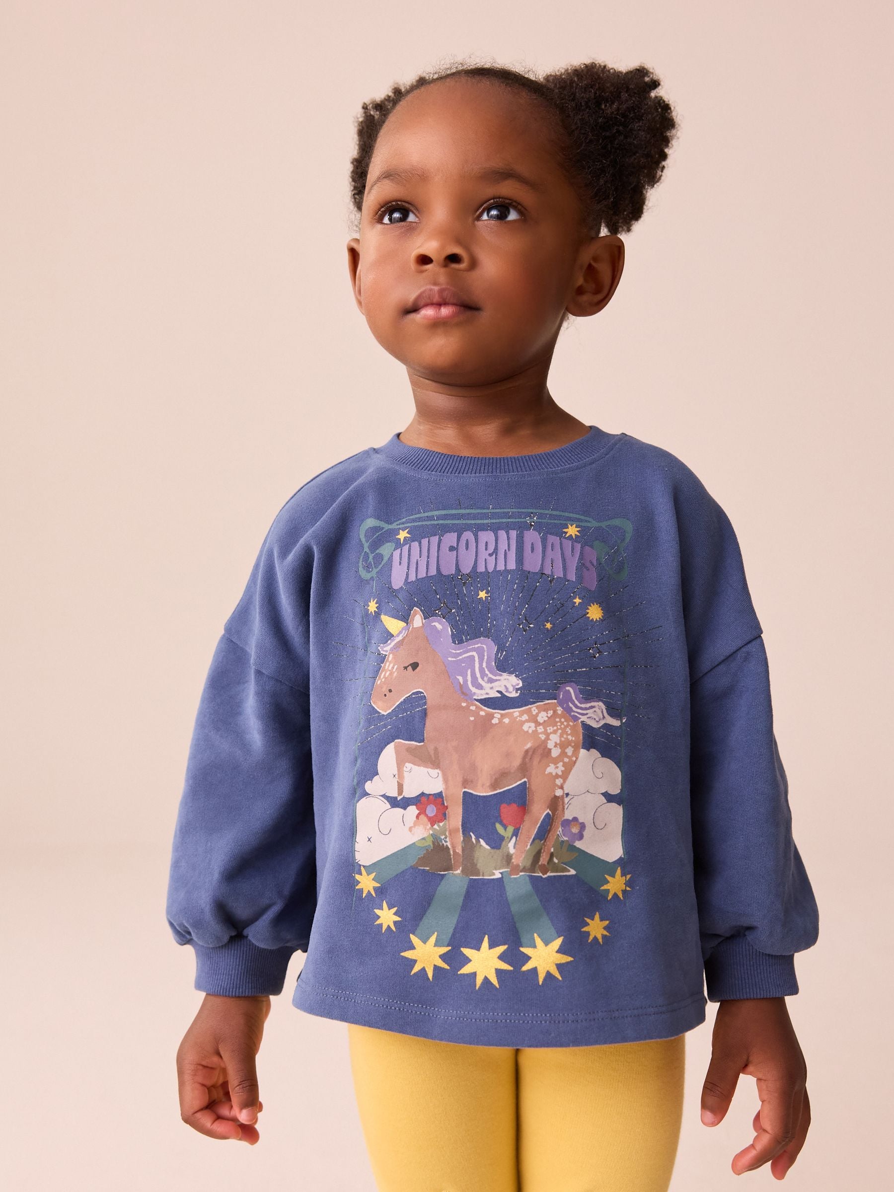 Paars met eenhoornprint - T-shirt met lange mouwen (3 mnd-7 jr)