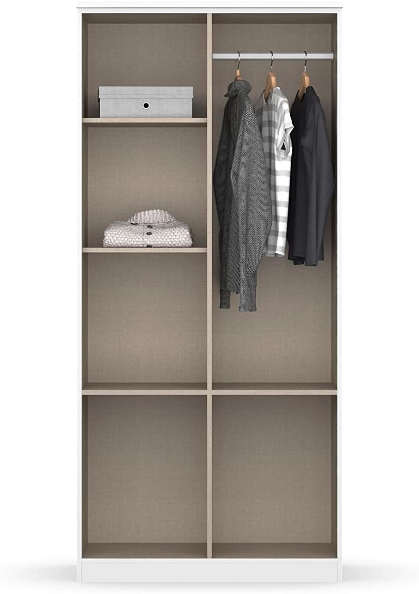 Rauch Drehtürenschrank Bremen - 2-türiger Kleiderschrank mit 4 Schubladen - Front und Korpus in Weiß, 58 x 91 x 199 cm