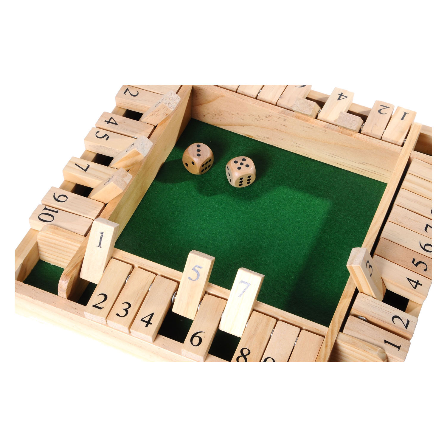 Shut the Box Houten Dobbelspel, 4 spelers