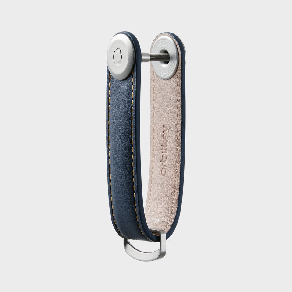 Orbitkey - Leather Key Organiser- Navy/Tan