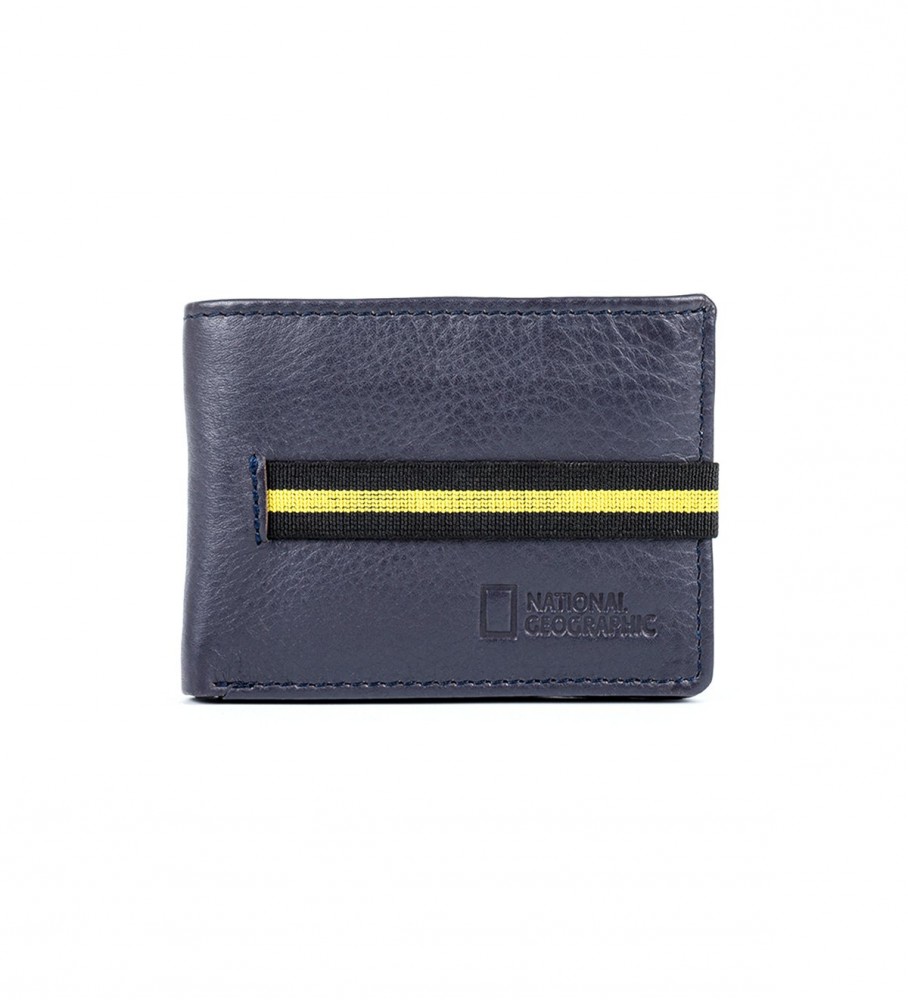 Carteira National Geographic Jupiter em couro azul - 2x10,5x8cm -