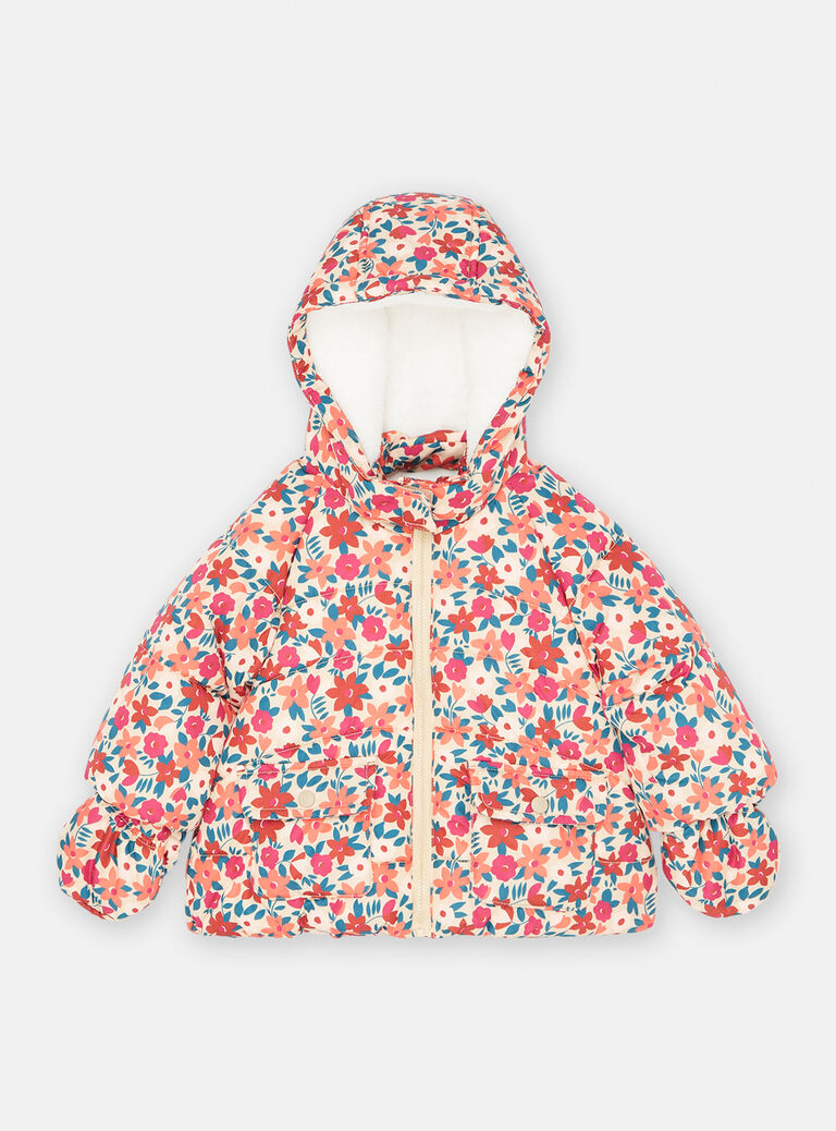 Doudoune beige à imprimé fleuri bébé fille