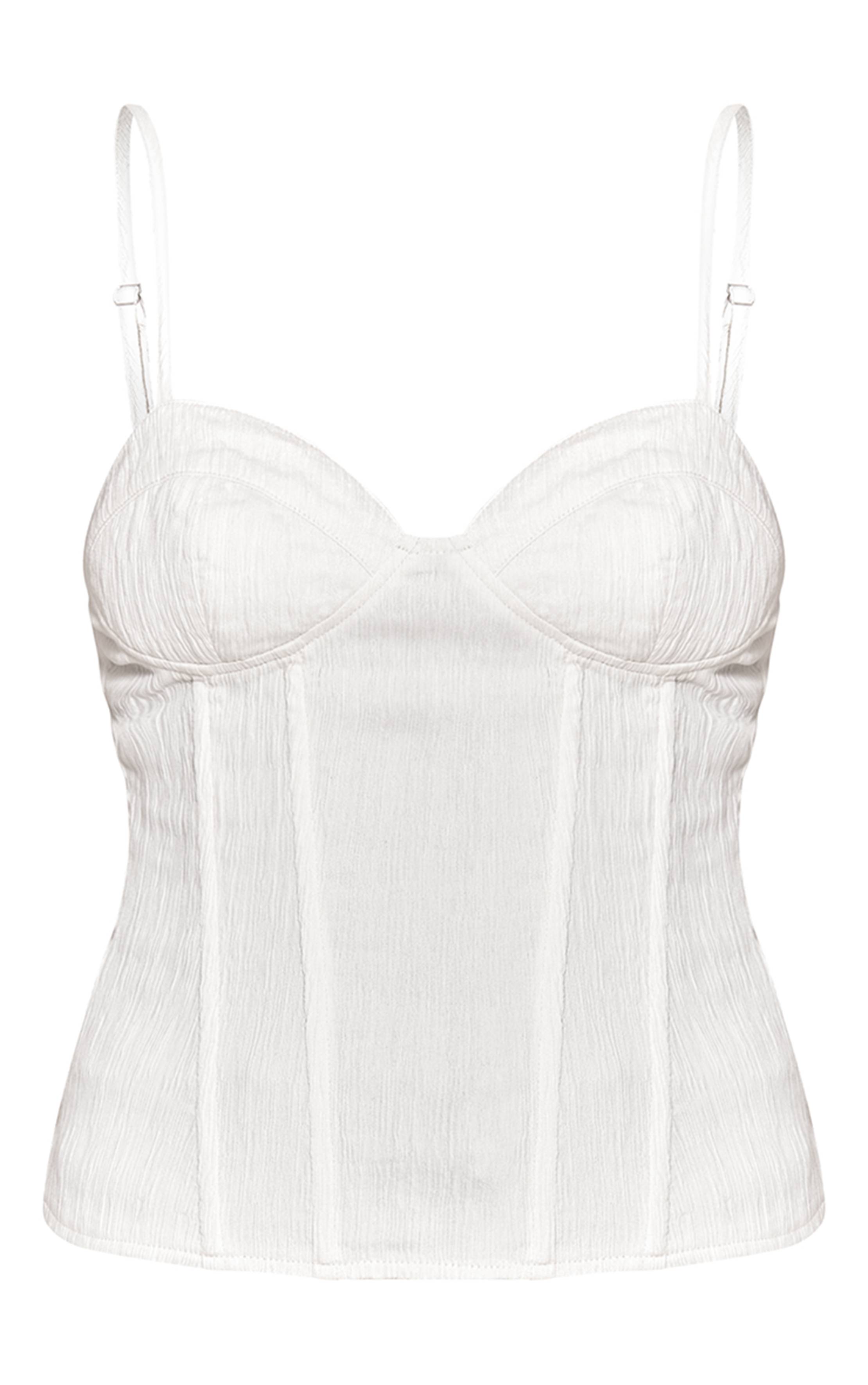 Crème Corset Long Texturé À Bretelles
