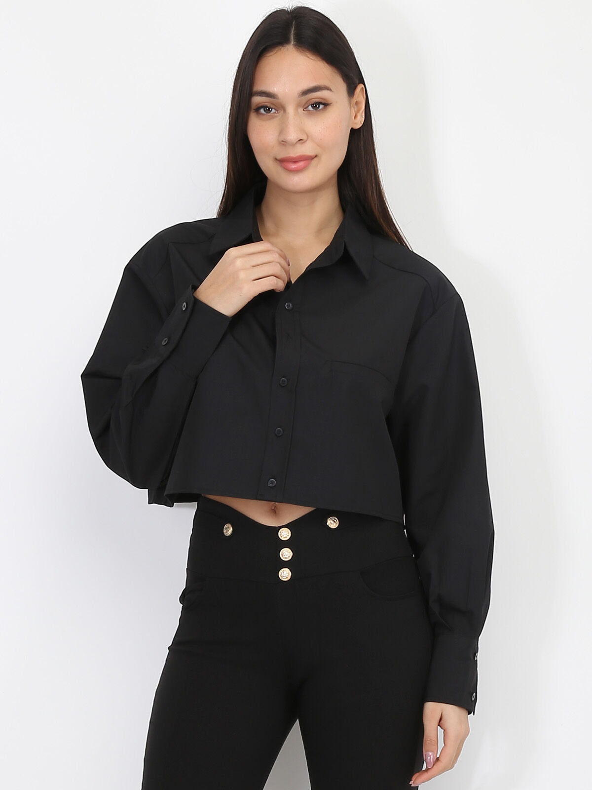 Chemise cropped et ample- Noir