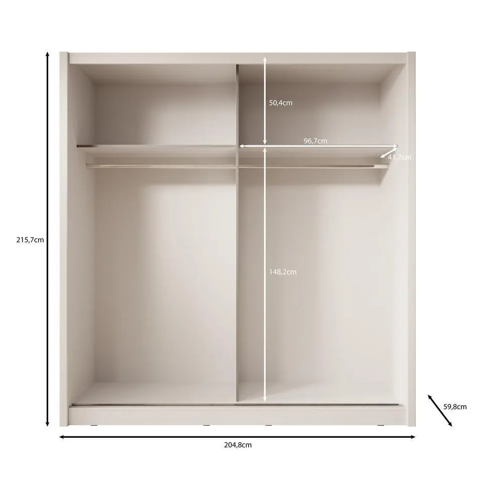 Meubella - Kledingkast Azul - Beige - 205 cm - Met spiegel