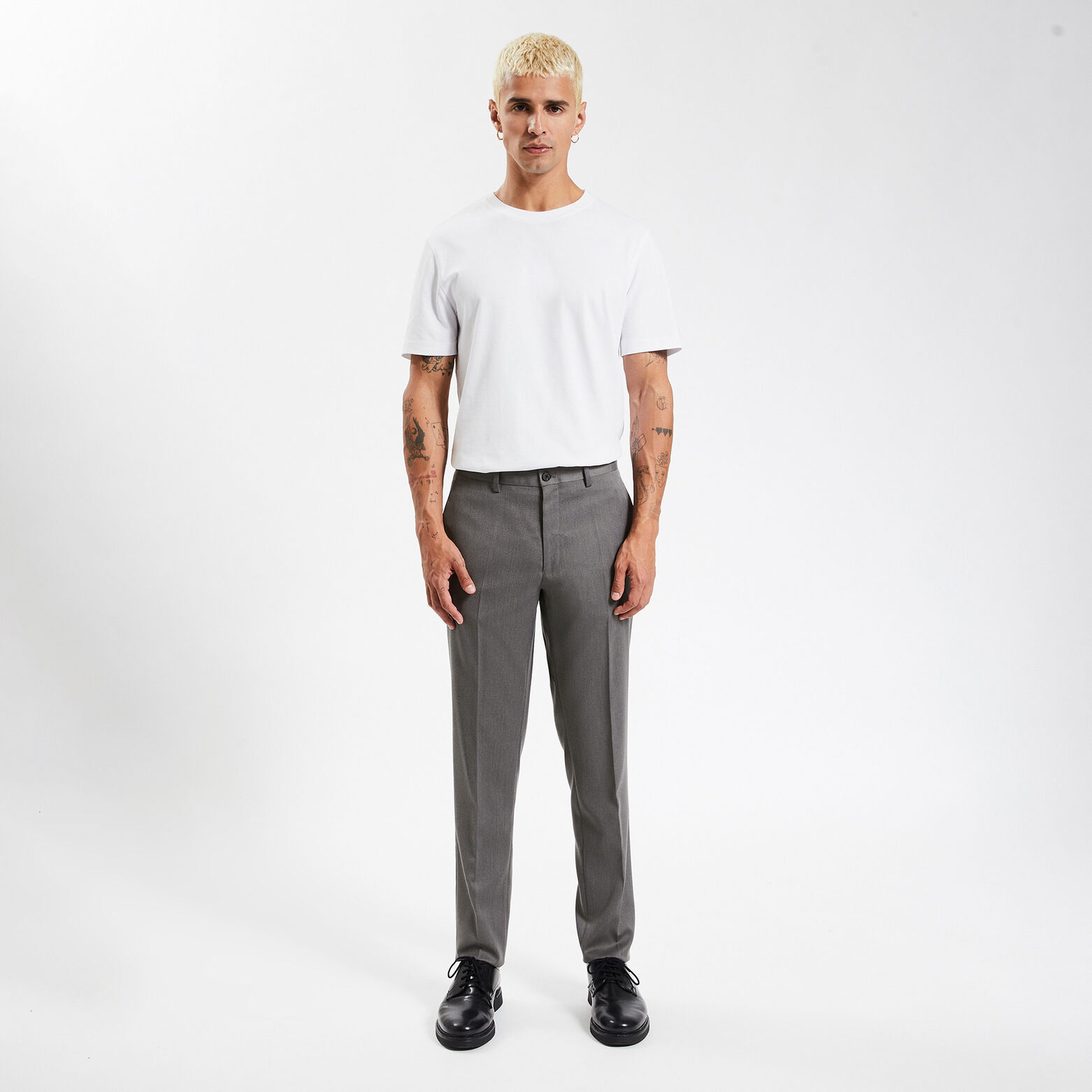 Pantalon de costume uni slim Gris foncé