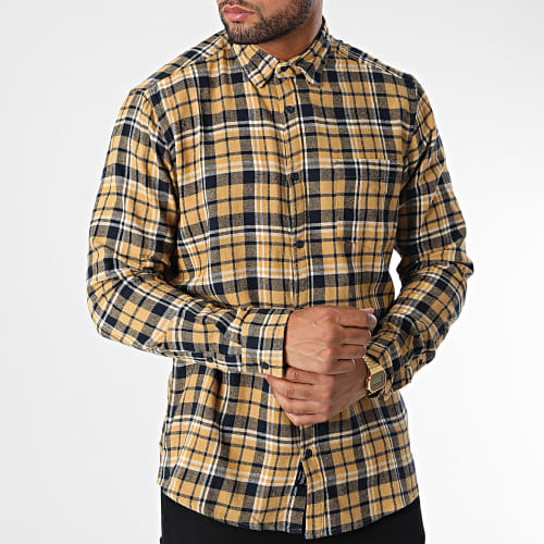 Chemise Manches Longues A Carreaux Managua Jaune Bleu Marine