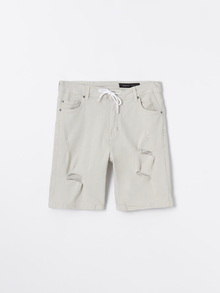 Bermuda jeans skinny stretch - Cinza médio