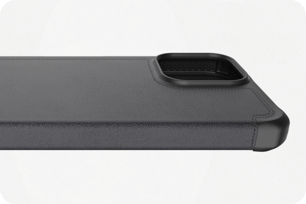 iPhone 13 Pro Antibakterielle Hybrid Folio Recycelte Leder Tasche (AP2X-HYBRF-BKRL) - Schwarz