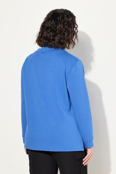 Sweatshirt, Ziersteine, Classic, Stehkragen, 3/4-Arm