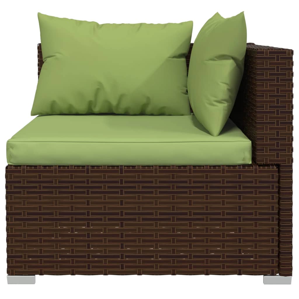 Salon de jardin meuble d'extérieur ensemble de mobilier 5 pièces avec coussins résine tressée marron