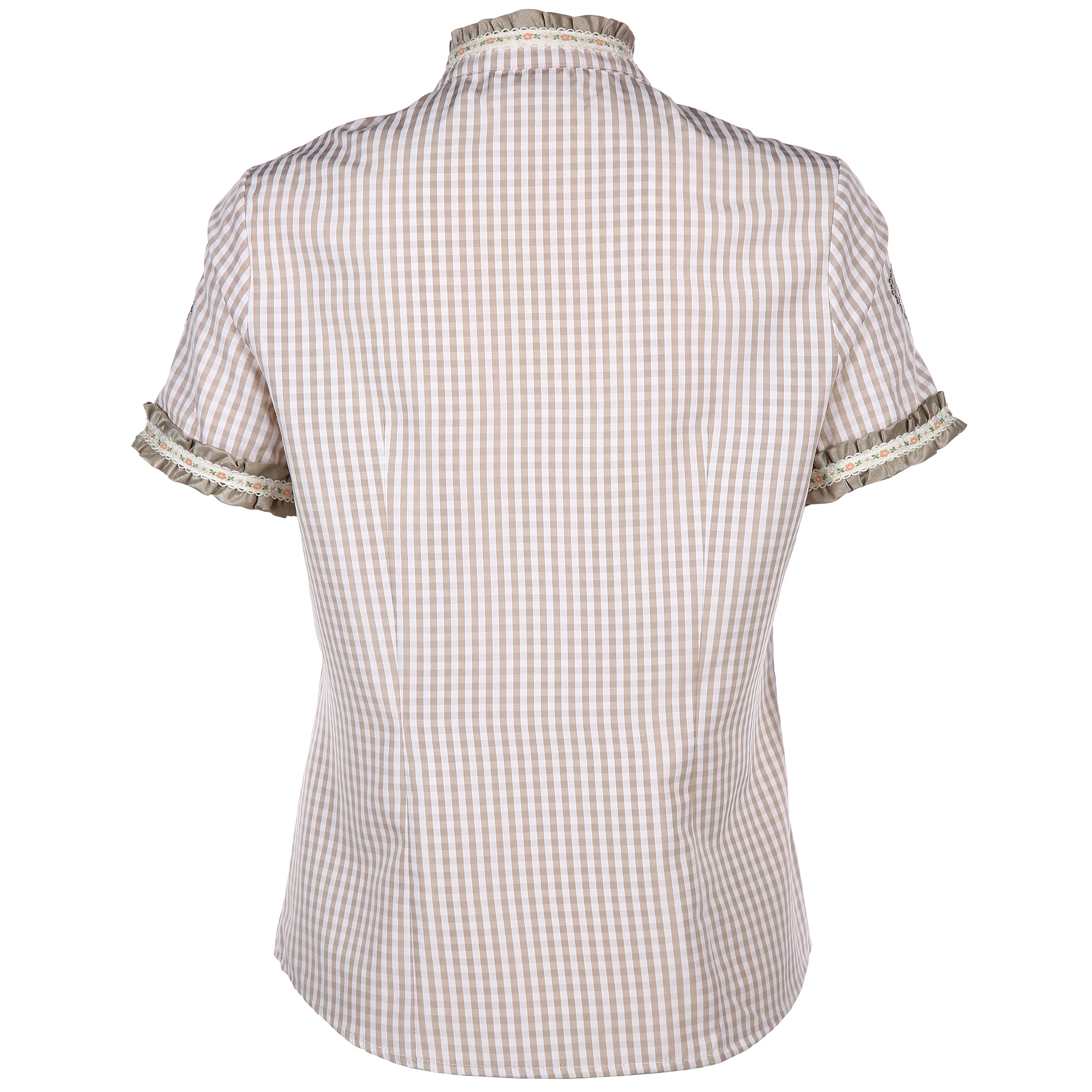 Damen Trachtenbluse in Vichykaro mit Zierborte