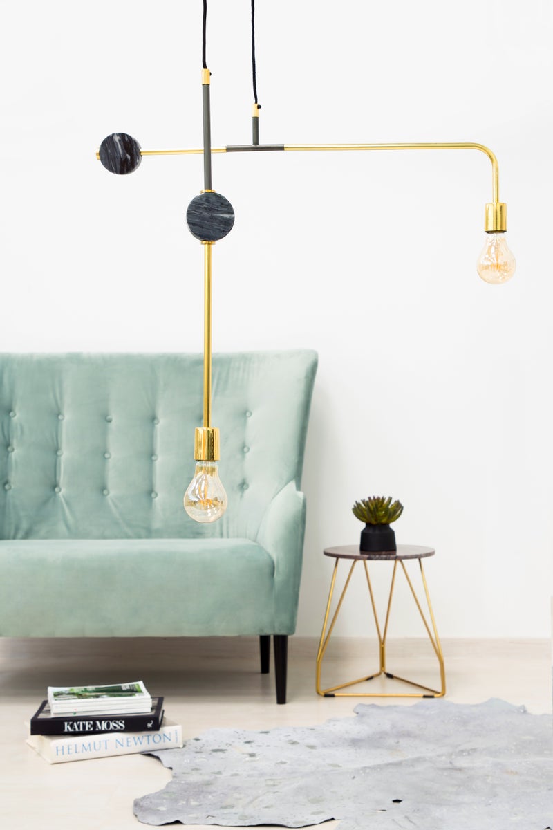 Moderne hanglamp in Scandinavisch design met marmeren details | Woonkamer/eetkamerlamp