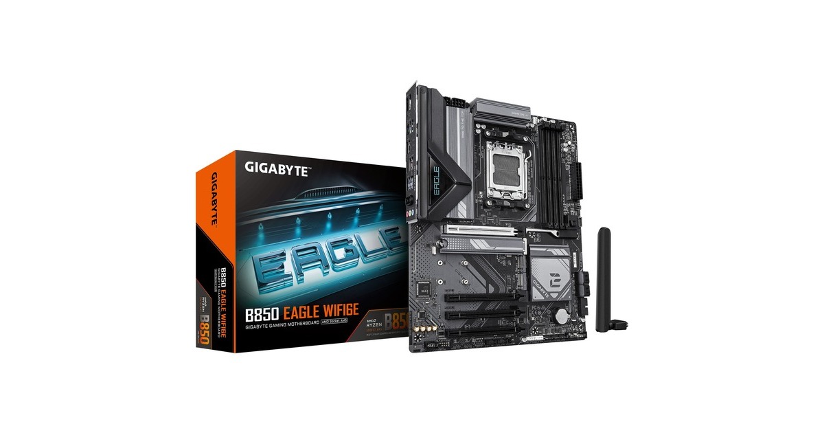 GIGABYTEB850 EAGLE WIFI6E socket AM5 moederbord  (Zwart/grijs, RAID, Gb-LAN, WLAN, BT, Sound, ATX)