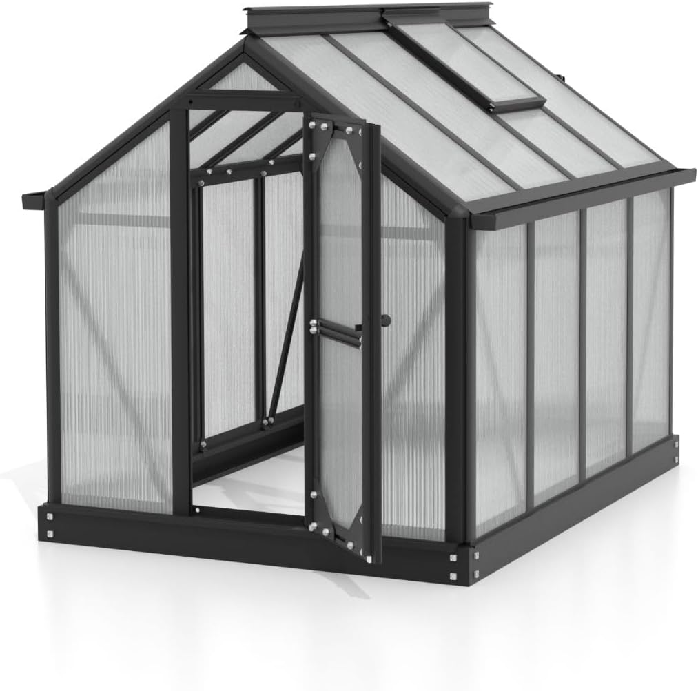 Vitavia Minigewächshaus Merlin, schwarz, HKP ca. 4mm | Wetterfestes & stabiles Treibhaus | Perfekt für Gemüse & Pflanzen | Robust & langlebig