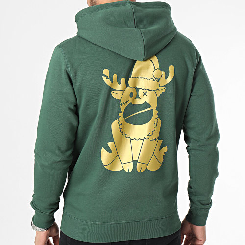 Sweat Capuche Renne Vert Doré