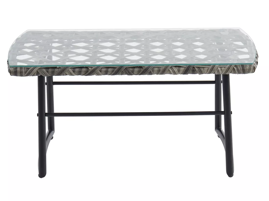 Salon de jardin en résine tressée : 1 canapé 2 places, 2 fauteuils et une table basse - Gris anthracite - JONAH de MYLIA