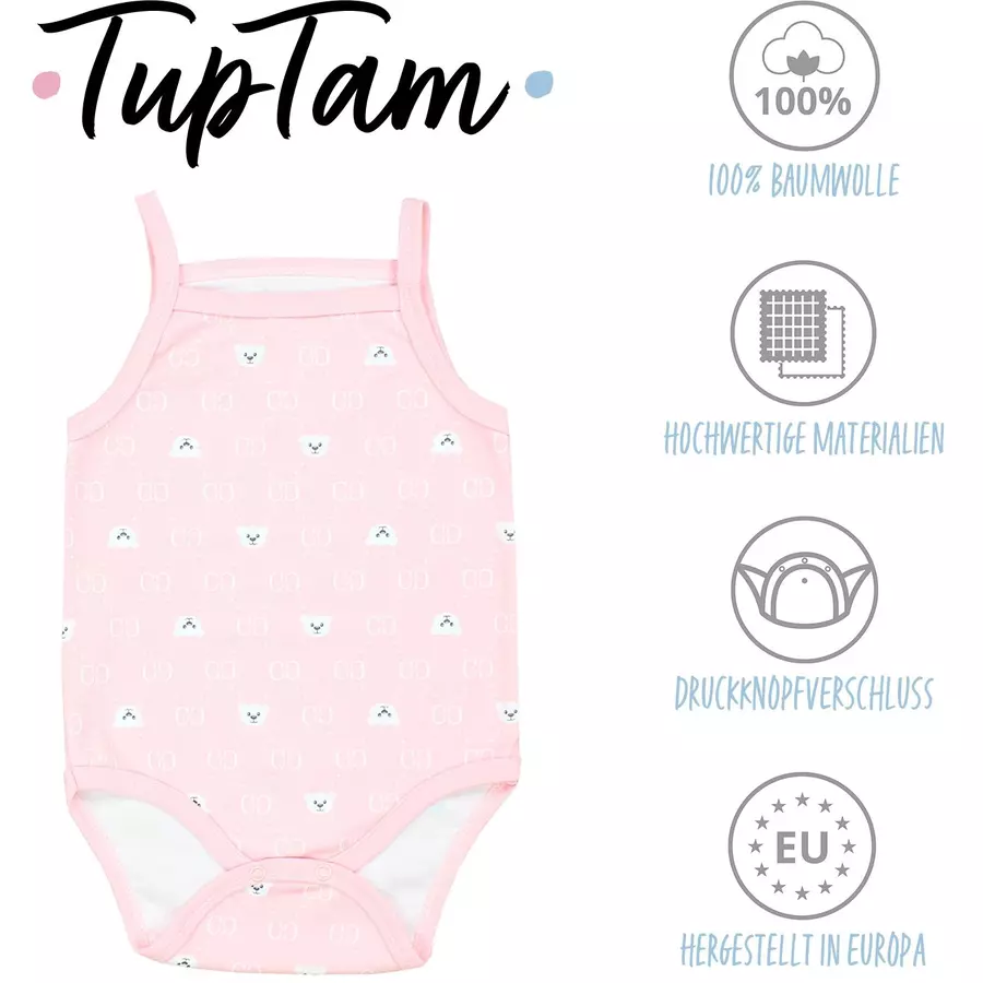 TupTam Mädchen Babybody mit Spagettiträger Sommer 5er Pack rosa Modell 1