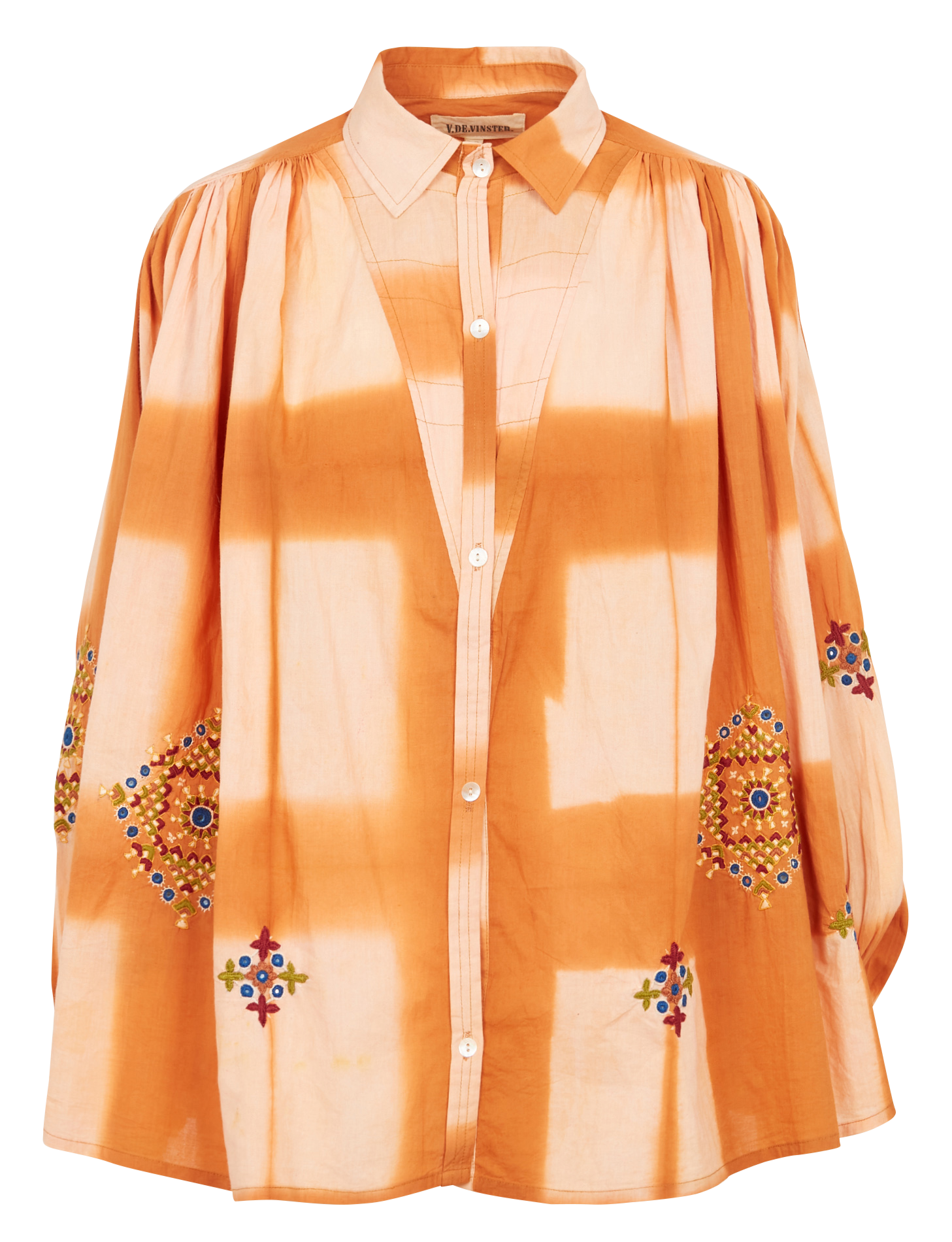 PALM - Chemise col classique imprimée et brodée en coton| Orange