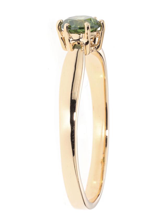 Krönchen-Ring, Brillant, grün,SI, Gold 585 poliert