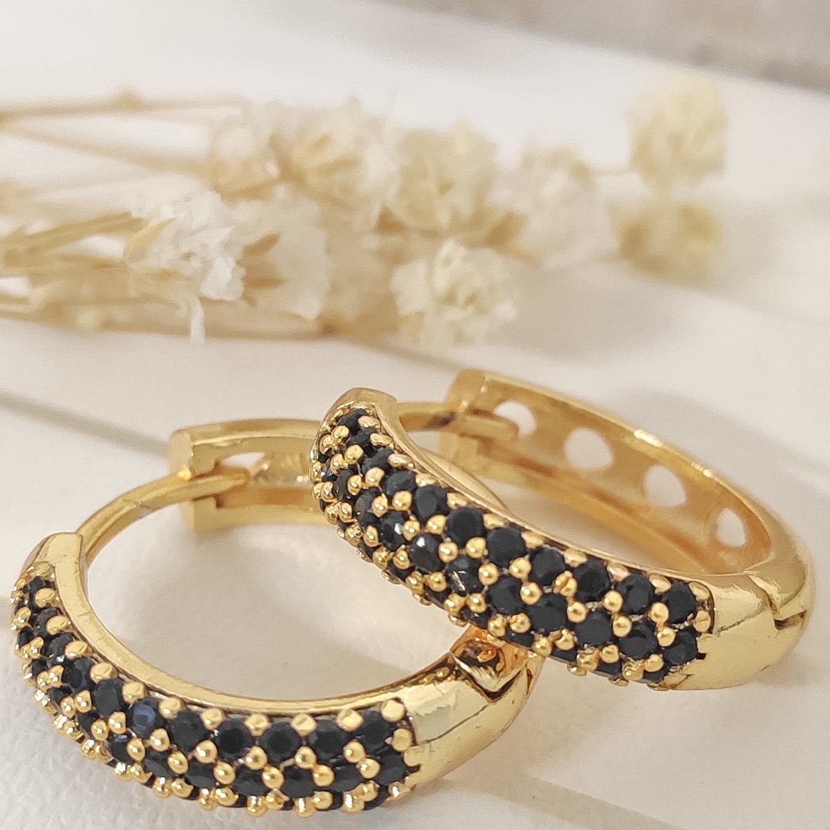 Boucles d'oreilles - Laiton plaqué or & zirconium