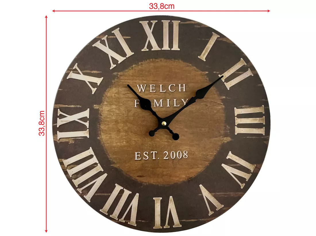 Horloge De Salon Horloge Murale Bois Industrielle 33,8x33,8x4