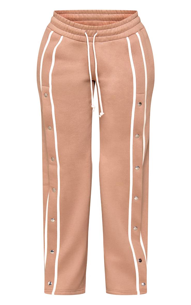 Taupe Jogging Coupe Droite À Détail Boutons-Pression Shape