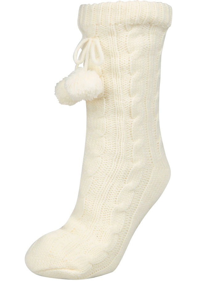 Capelli New York Kuschelsocken mit Zopfmuster und Bommeln