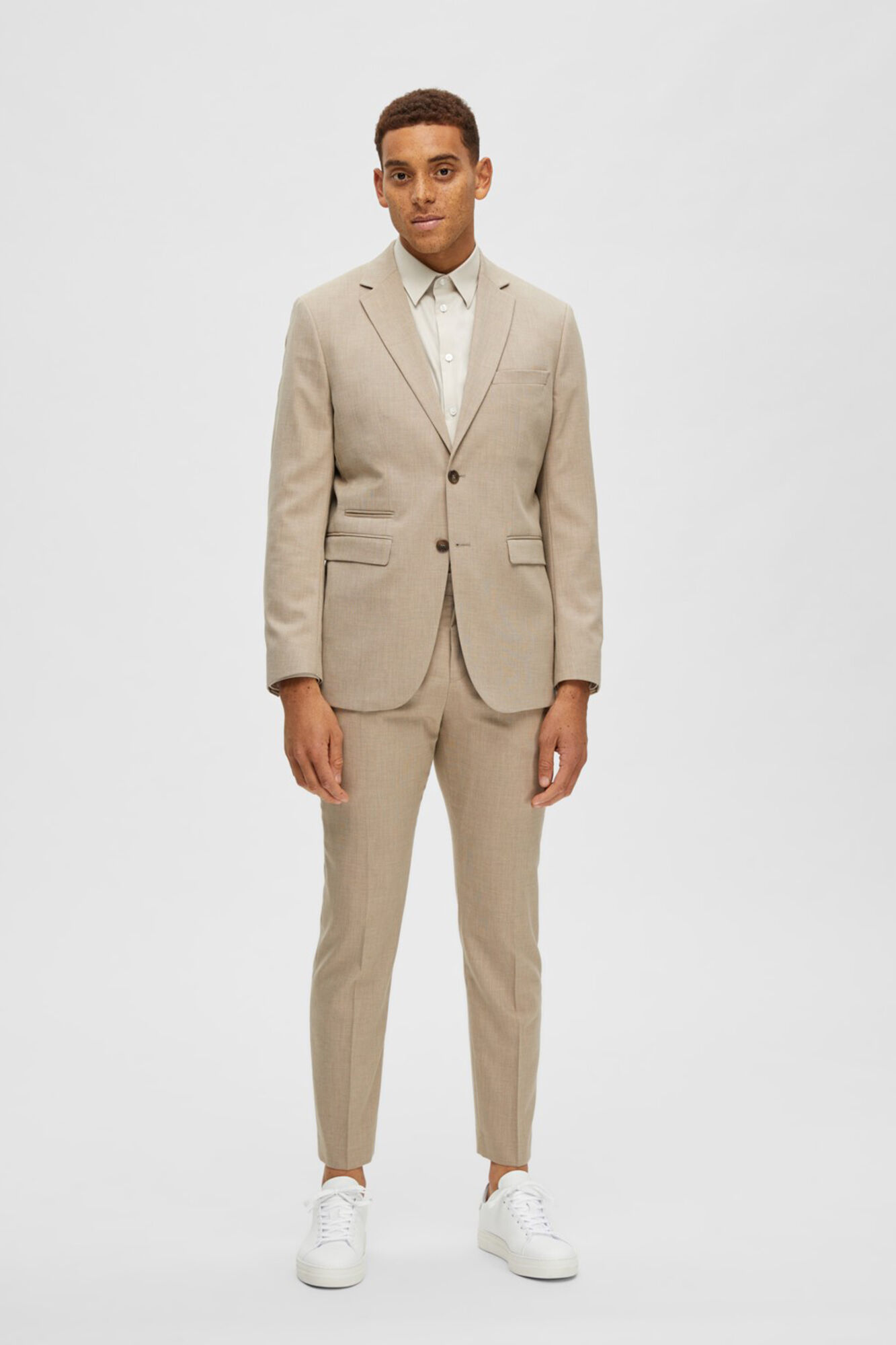 Blazer slim fit em lã - Marrom